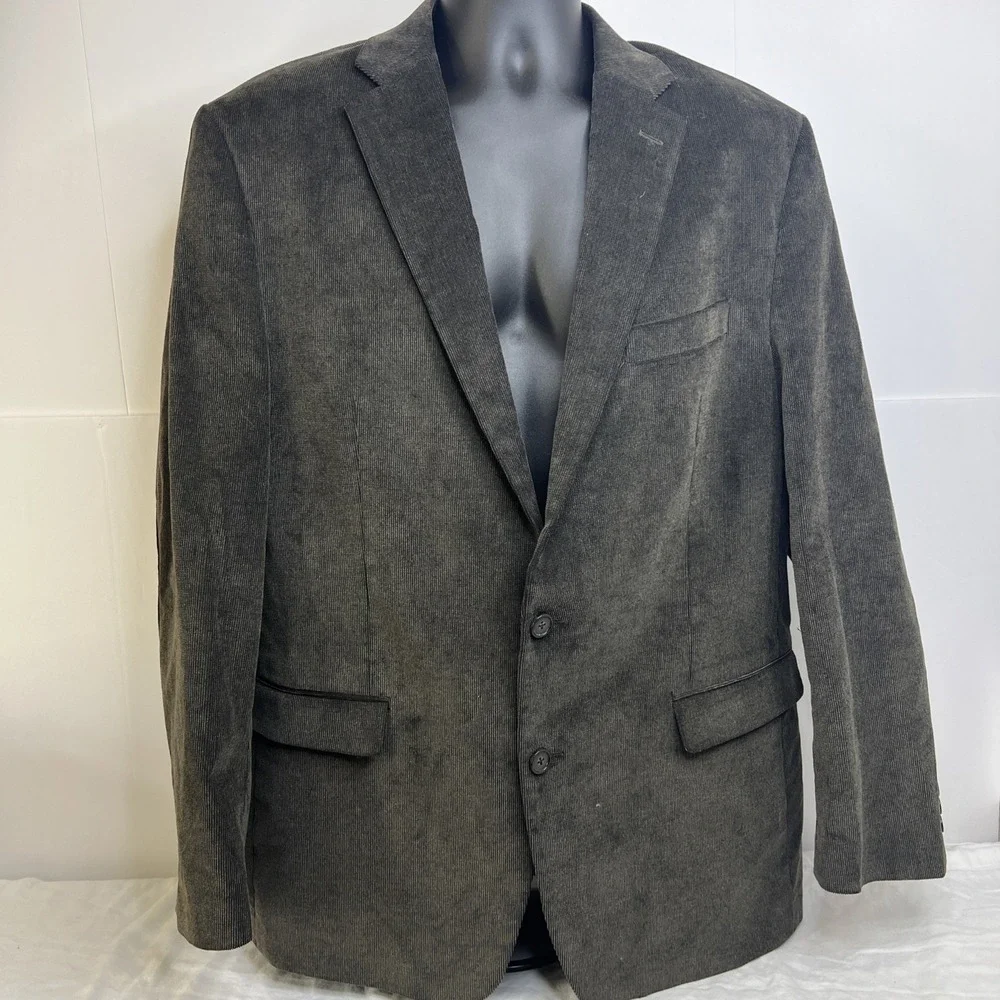 Chaps Men's Corduroy‎ Blazer Jacket Size 44L Brown Two Button Sport Coat Cotton